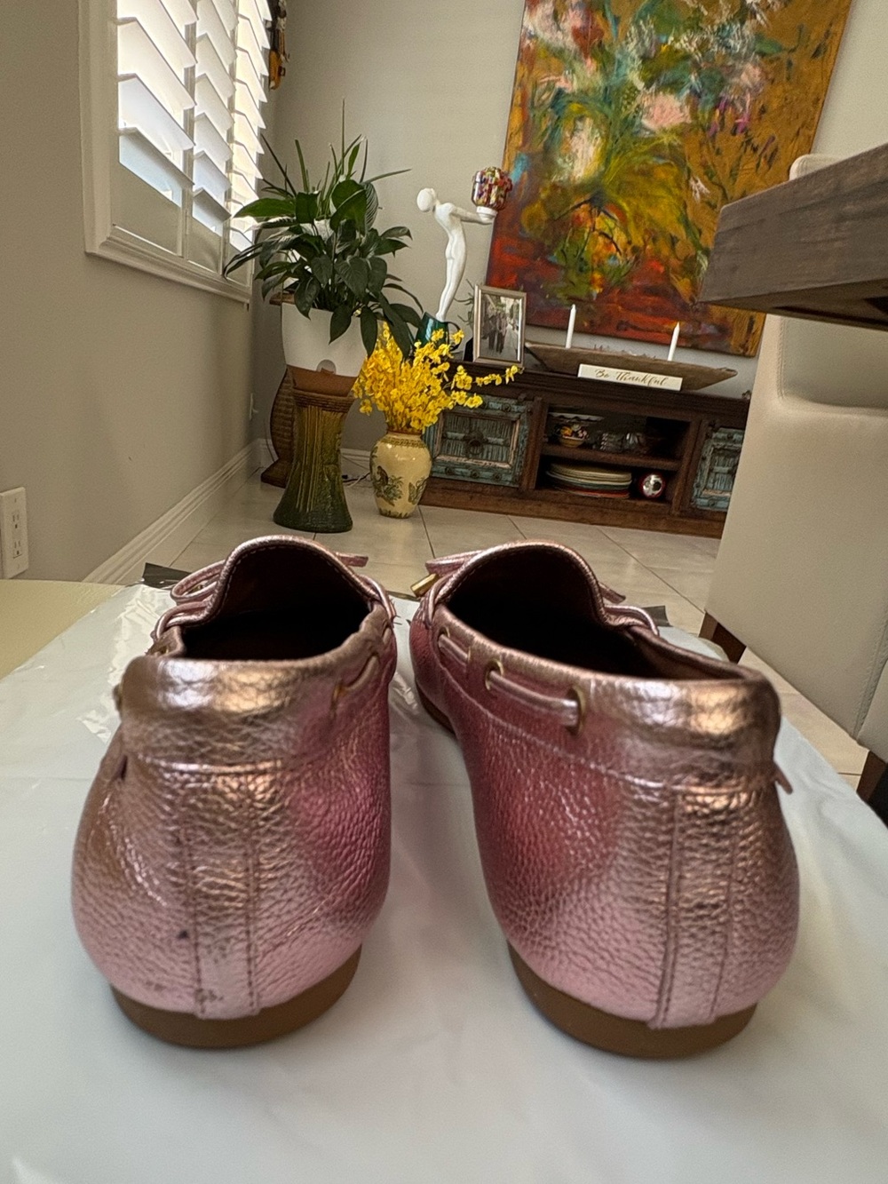 Kurt Geiger woman's pink metallic driving shoes - Picture 6 of 8